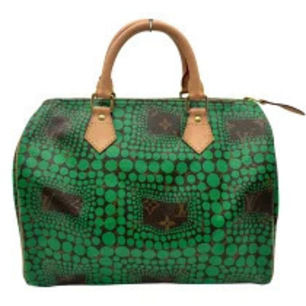 Louis Vuitton Speedy Yayoi Kusama Vert Monogram Town Leather Boston Bag